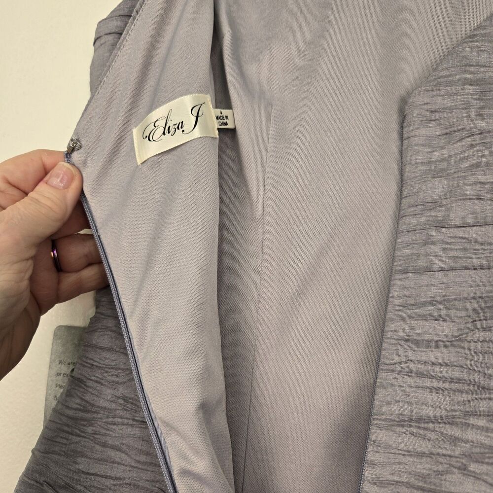 NWT Eliza J Embellished Taffeta Sheath Dress‎ Silver Gray Size 2 Prom Party Grey - Picture 6 of 15